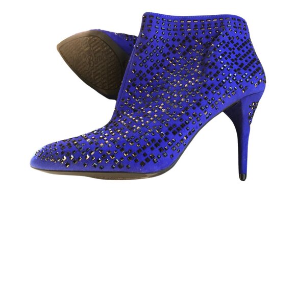 Gianni Bini Electric Blue Ankle Boots with Black Studs Sz 10M - Picture 1 of 6